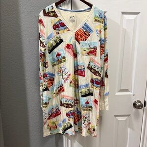 Nick & Nora travel postcards PJ sleepwear sleep shirt size XL